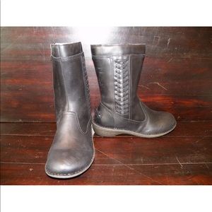 New Womens UGG Kaleen Black Mid Calf Leather Boots